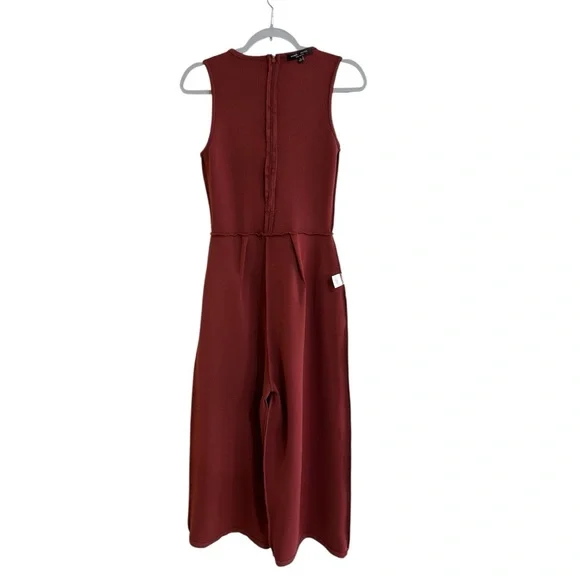 Romeo + Juliet Couture Women’s Burgundy Sleeveless Wide Leg Jumpsuit Size S - Picture 9 of 15